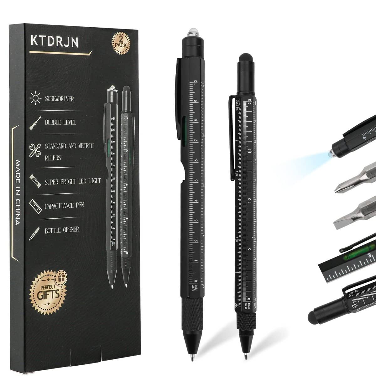 Gifts for Men Him Dad, 2 Pack Multitool Pen Set,Dad Gifts From Daughter Son,Birthday Christmas gift for Him,Idea Gifts for Men Who Have Everything,Cool Tool Gadgets for Men Boyfriend Husband