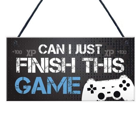 Humorous gaming-themed sign for your son’s bedroom or man cave, perfect for birthdays and Christmas.