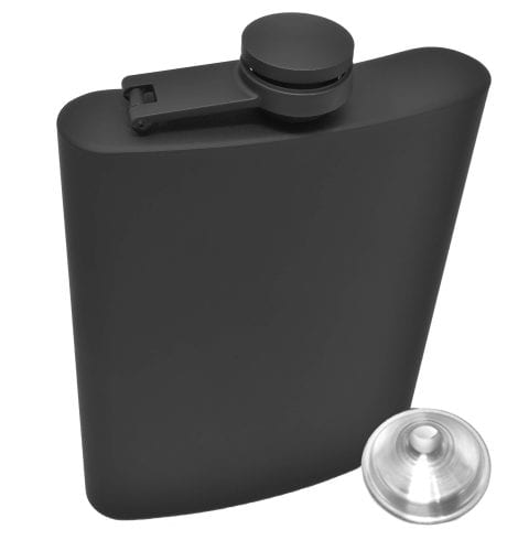 Stylish Black Stainless Steel Hip Flask 8 Oz with Funnel, Perfect for Men and Women, by IDALIO.