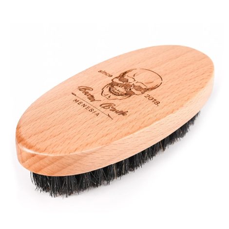 Menesia Boar Bristle Hair Beard Brush for Men: Compact, Gentle Pocket Brush for Indian Men’s Beard & Mustache (Skull Design).