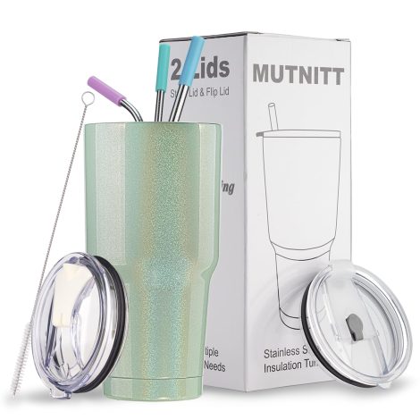 “Stainless Steel Tumbler for Hot and Cold Drinks, with Straws and Lids, Perfect for Travel.”