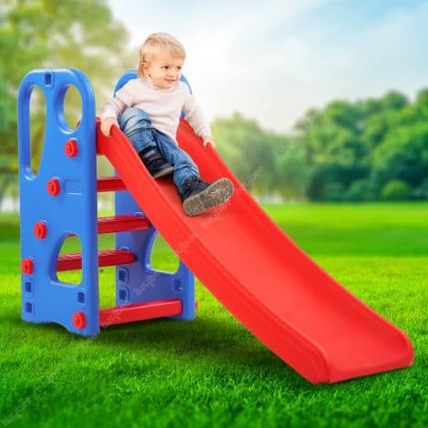 Baybee Foldable Baby Garden Sliders: Colorful plastic slides for 1-5-year-old boys and girls, perfect for indoor/outdoor fun.