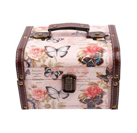Butterfly-themed decorative wooden box for keeping jewelry and small treasures, perfect gift for girls, women, and kids.