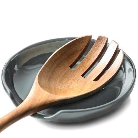 Gray Ceramic Spoon Rest for Indian Kitchen, Perfect Birthday or Housewarming Gift for Women.