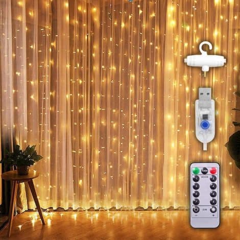 Christmas Lights for Home Decor – 300 LED Curtain Lights with Remote Control | Fairy Lights for Room Decor | Xmas Curtain Lights | Xmas Decor Lights