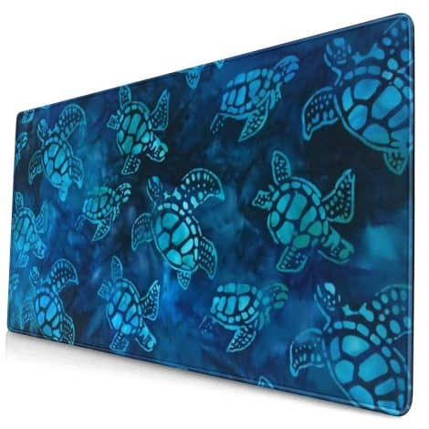 Watercolor Blue Sea Turtle Gaming Mouse Pad, perfect for gamers at home or office use.