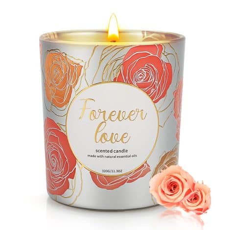 Handcrafted Bulgarian Rose scented candle in a beautifully painted jar, perfect for gifting to loved ones.