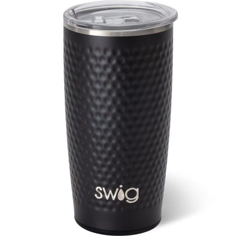 Swig Life’s 22oz Triple Insulated Highball Tumbler in Blacksmith, perfect for travel, keeping beverages hot or cold.