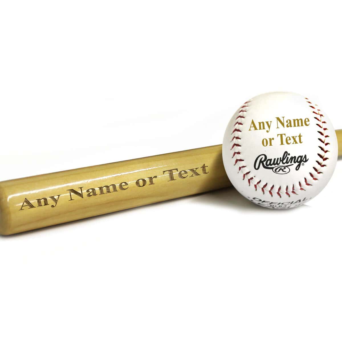 My Personal Memories Custom Engraved Mini Baseball Bat and Ball Combo - Ring Bearer Groomsmen - Monogrammed Personalized