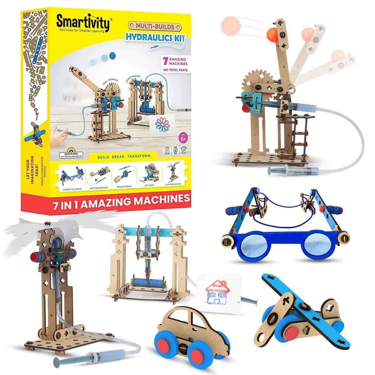 Smartivity 7 in 1 Multi-Builds Hydraulic Kit STEM DIY Toy for Kids 6-12 Years | Birthday & Christmas Gifts for Boys & Girls 6-8-10-12 Years Old | Educational Science Toy