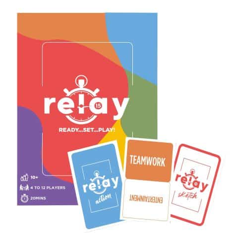 HAAN Relay Card Game: Fun social game of acting and drawing for older teens and adults. Includes 75 action and sketch cards, dry erase pen, sheet, and virtual timer.