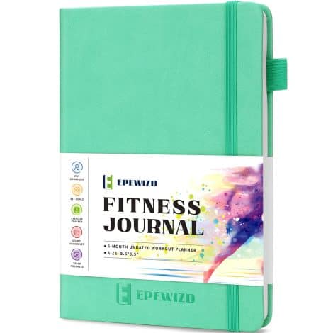 EPEWIZD Fitness Journal for Indian consumers: 6-Month Undated Workout Log Book in Green, ideal for Home Gym.