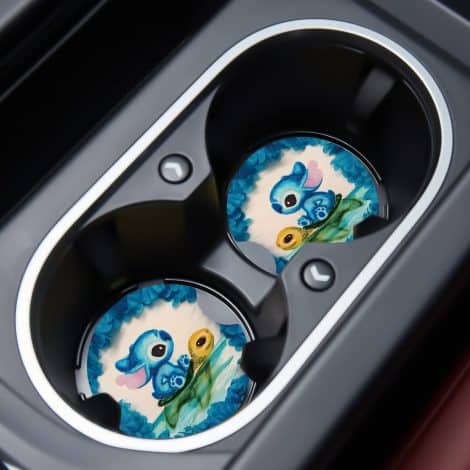 Get this pair of charming turtle-themed cupholder coasters to add a playful touch to your car’s interior.