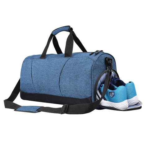 Get the stylish and spacious FATMUG Gym Bag for your workouts, outdoor activities, and overnight travels. (Navy Blue 27L)