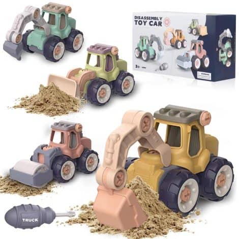 “Gift your child a fun and educational Take Apart Construction Trucks Toy for their birthday or Christmas.”