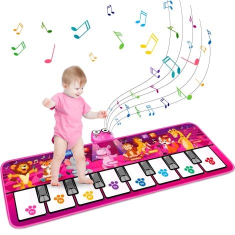 Hollyhi Kids Piano Mat: Musical Playmat with Animal Sounds, Educational Baby Toy for Kids 1-6 Years. Perfect Gift!