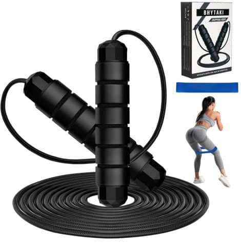 Adjustable Fitness Jump Rope with 1 Resistance Band and Tangle-Free Rapid Speed for Home Workouts.