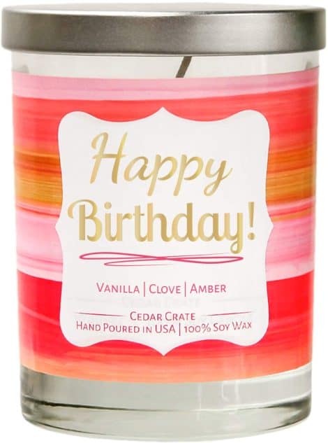 Celebrate with Happy Birthday candles, infused with vanilla, clove, and amber scents. Perfect gift for Indian women.