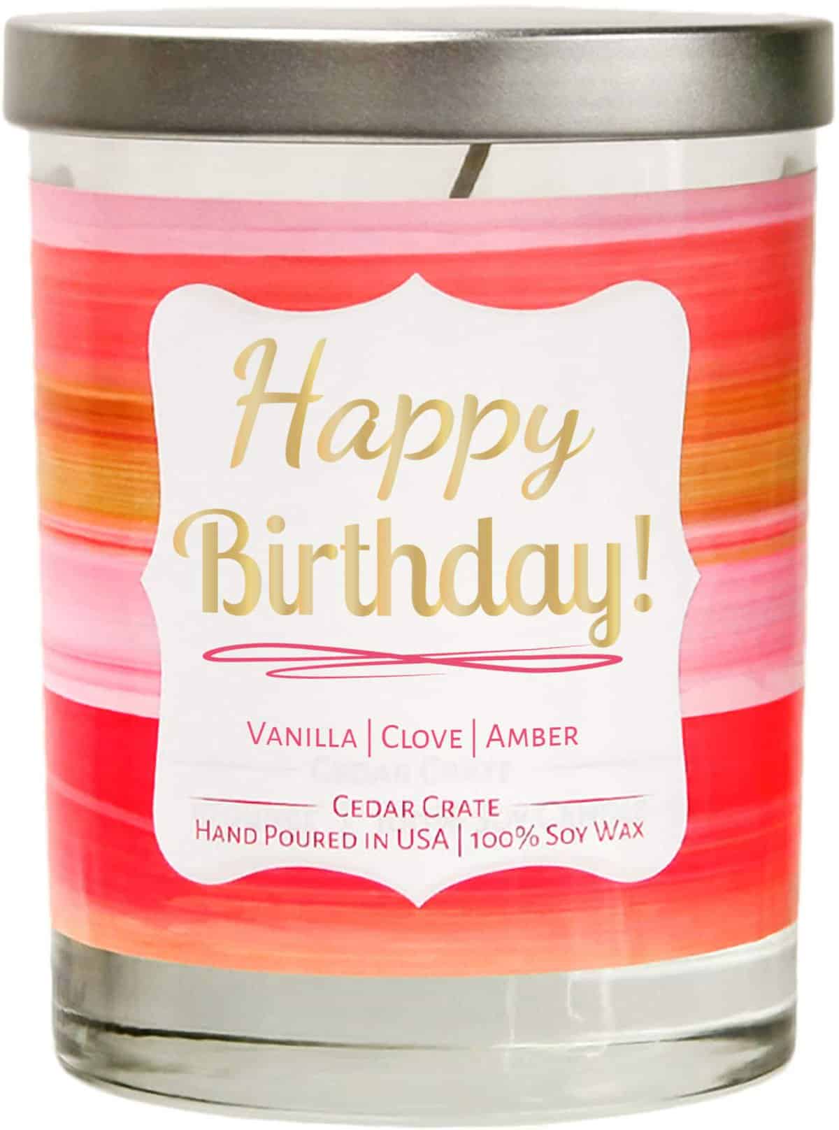 Happy Birthday | Vanilla, Clove, Amber | Luxury Scented Soy Candles | 10 Oz. Jar Candle Decorative Aromatherapy | Happy Birthday Gifts for Women | Happy Birthday Candles