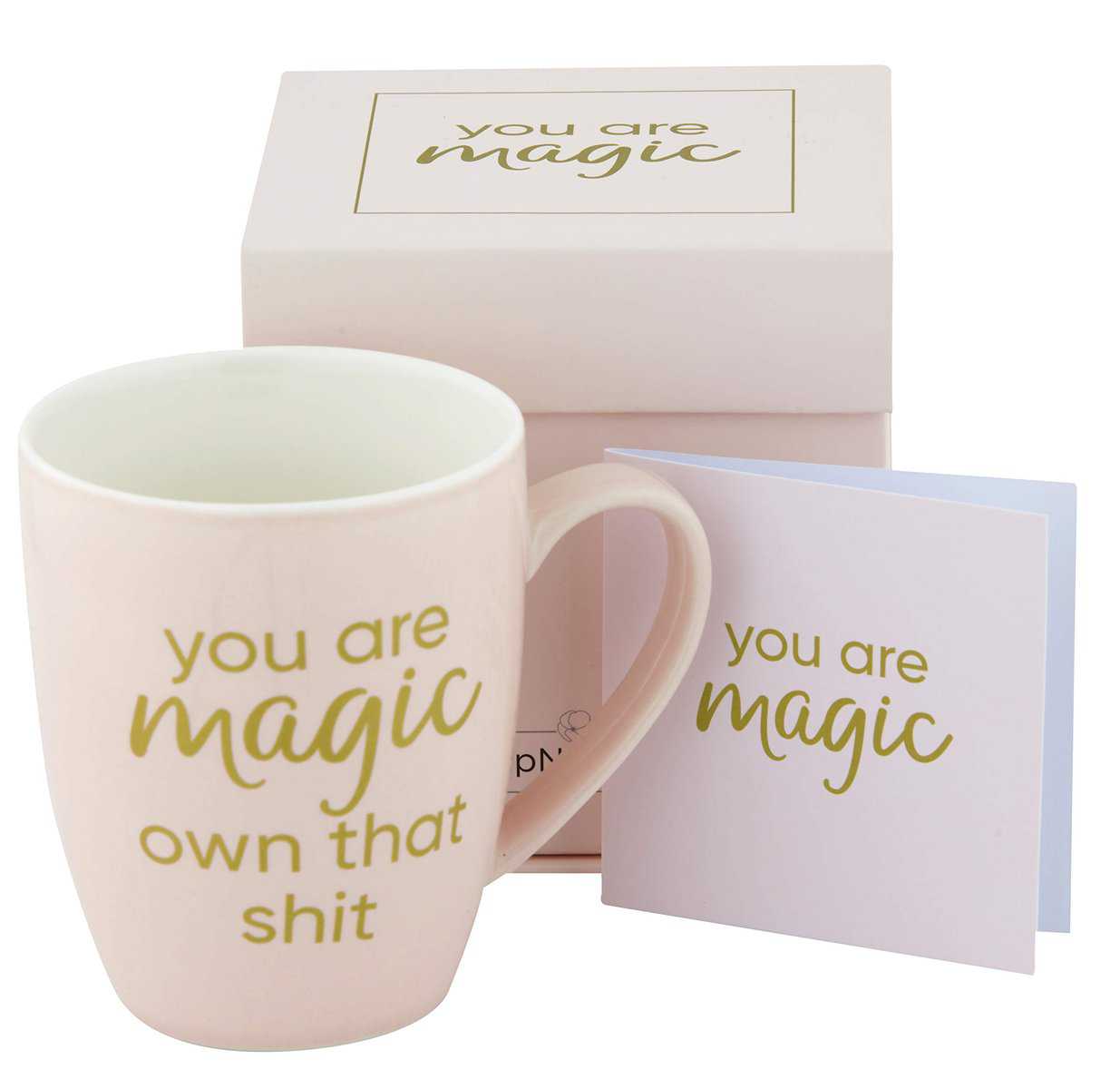 Inspirational Coffee Mug with"You are Magic, Own That" Quote, Badass Gift for Women for Any Occasion, Elegantly Boxed with Card and Envelope, Durable, Dishwasher & Microwave Safe (Pink)