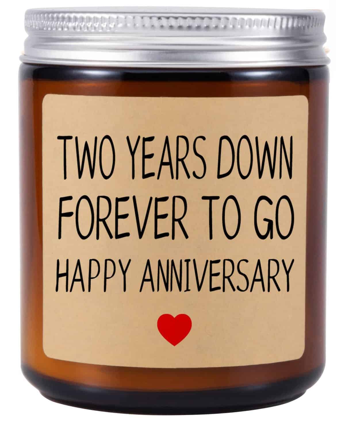 Scented Candle - 2 Years Anniversary Candle Gift for Couple, Happy 2nd Anniversary Present for Him, Her, Boyfriend, Girlfriend, Husband, Wife, Wedding