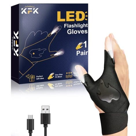 LED Flashlight Gloves, rechargeable gloves with lights, perfect gift for Christmas, birthdays, father, husband, or handyman.