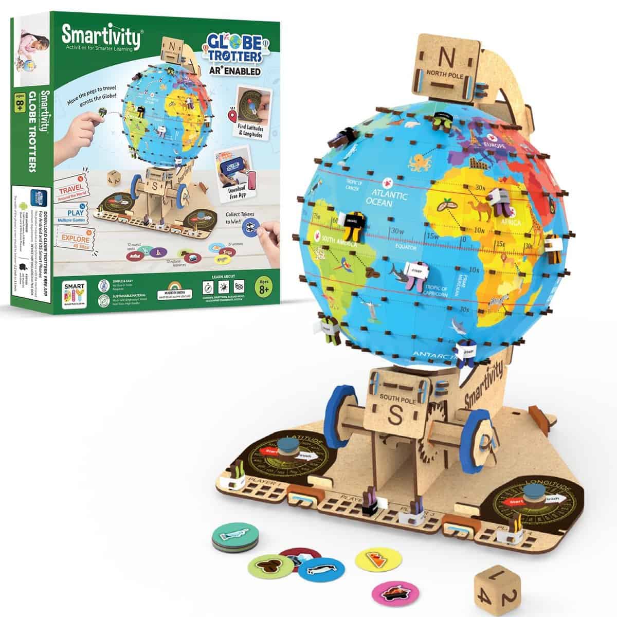 Smartivity Globe Explorer AR STEM DIY Fun Toys for Kids 8 to 14, Best Birthday Gift Toy for Boys & Girls age 8-10-12-14, Educational & Construction based Activity Game, Made in India