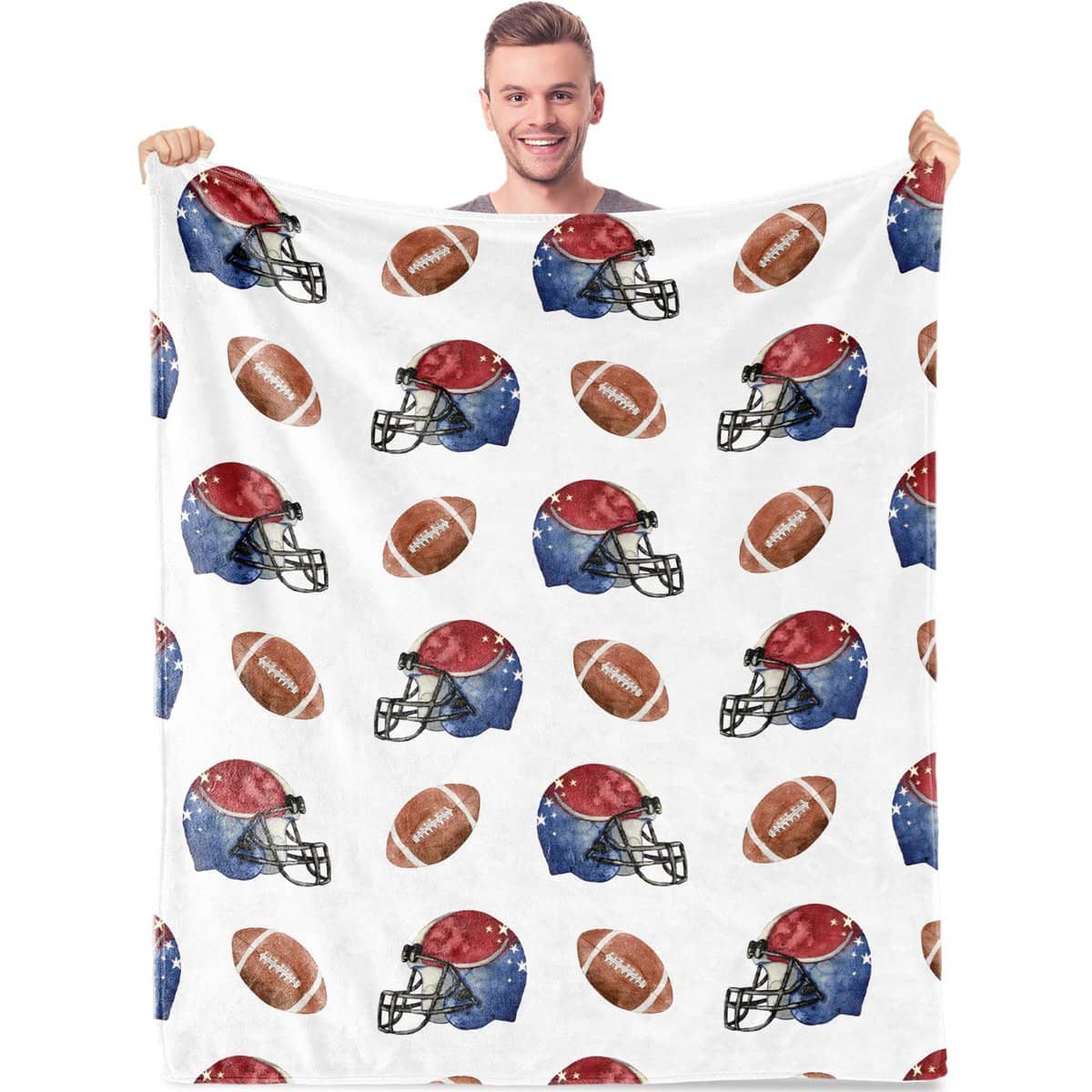 Football Throw Blanket for Boys Men, Football Gifts Soft Plush Flannel Blanket for Kids Teen Adults, Football Fan Sport Fleece Blanket for Birthday Graduation Children's Day Travel 60x80 in