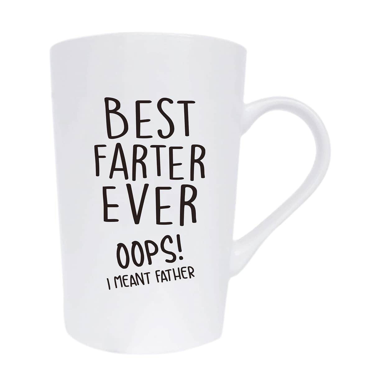 MAUAG Funny Christmas Gifts Dad Coffee Mug for Dad, Best Farter Ever Oops I Meant Father, Fun Dad Mug Gifts from Daughter Son, White 12 Oz