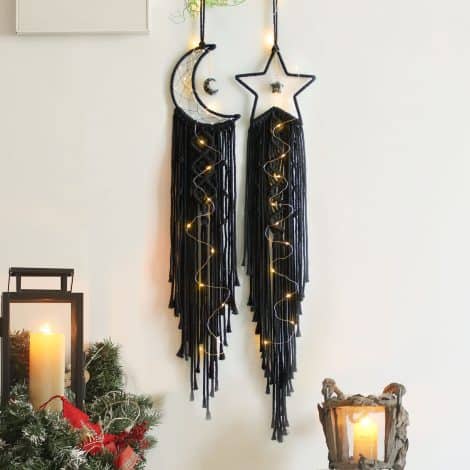 Handcrafted Star Moon Dream Catcher – Decorate your walls and bedroom with this Bohemian masterpiece. Perfect for gifting!