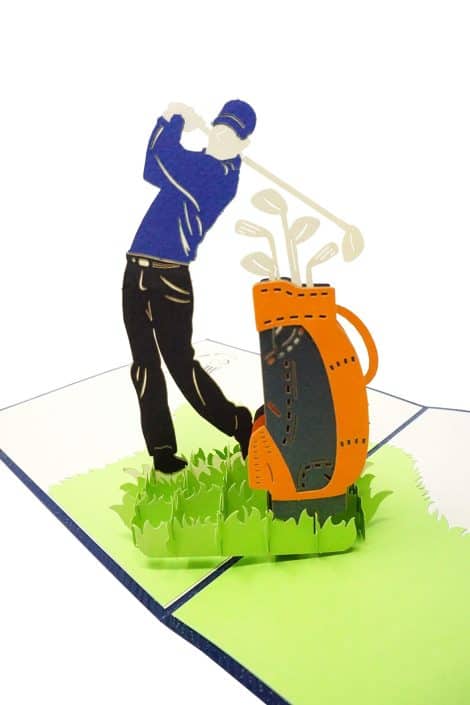 3D Pop Up Greeting Card for Indian golf lovers on special occasions. Include envelope, perfect for gifting.