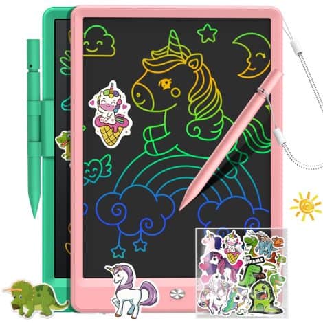 FLUESTON 2 Packs LCD Writing Tablets: Colorful, Reusable Tablet Pads for Kids, Perfect Birthday Gift for 2-6-year-old boys and girls.