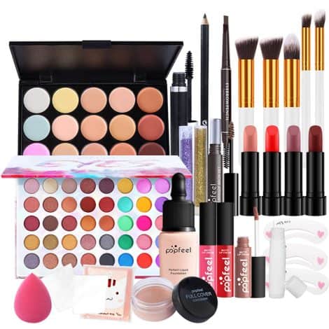 All-in-One Makeup Set for Women – Complete with 25 essential items, perfect for Indian ladies of all ages.