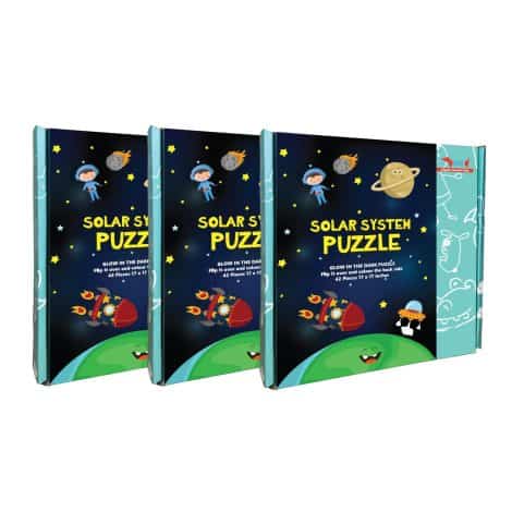 Glow in the Dark Puzzle Set for Kids – Learn About Space with 42 Pieces (Pack of 3)