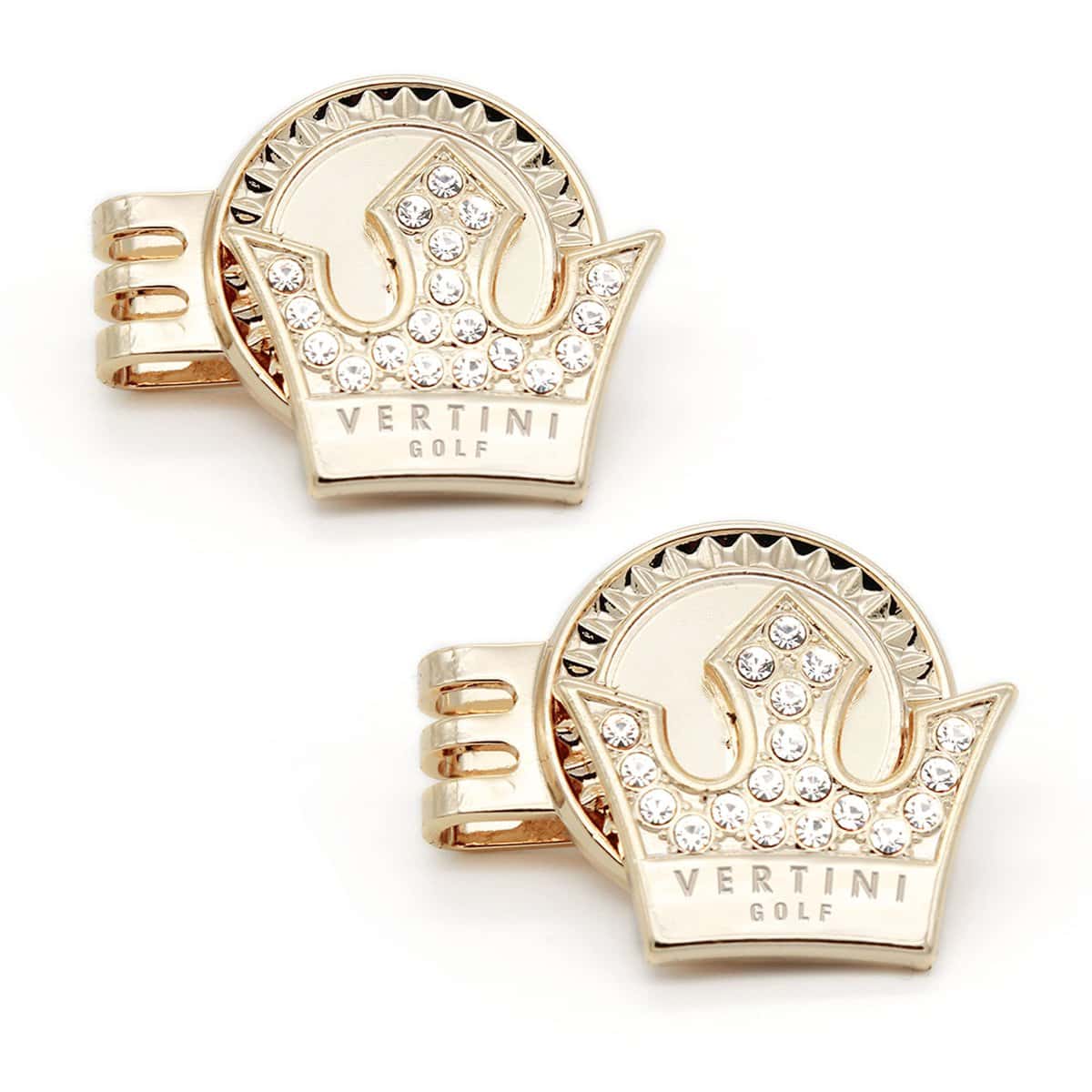 VERTINI White Gold PT. Flower/Gold PT.Crown Crystal Golf Ball Marker with Magnetic Hat Clips Set, Crystal Manufactured by Swarovski in Austria, Luxury Accessory, Gifts for Men, Women