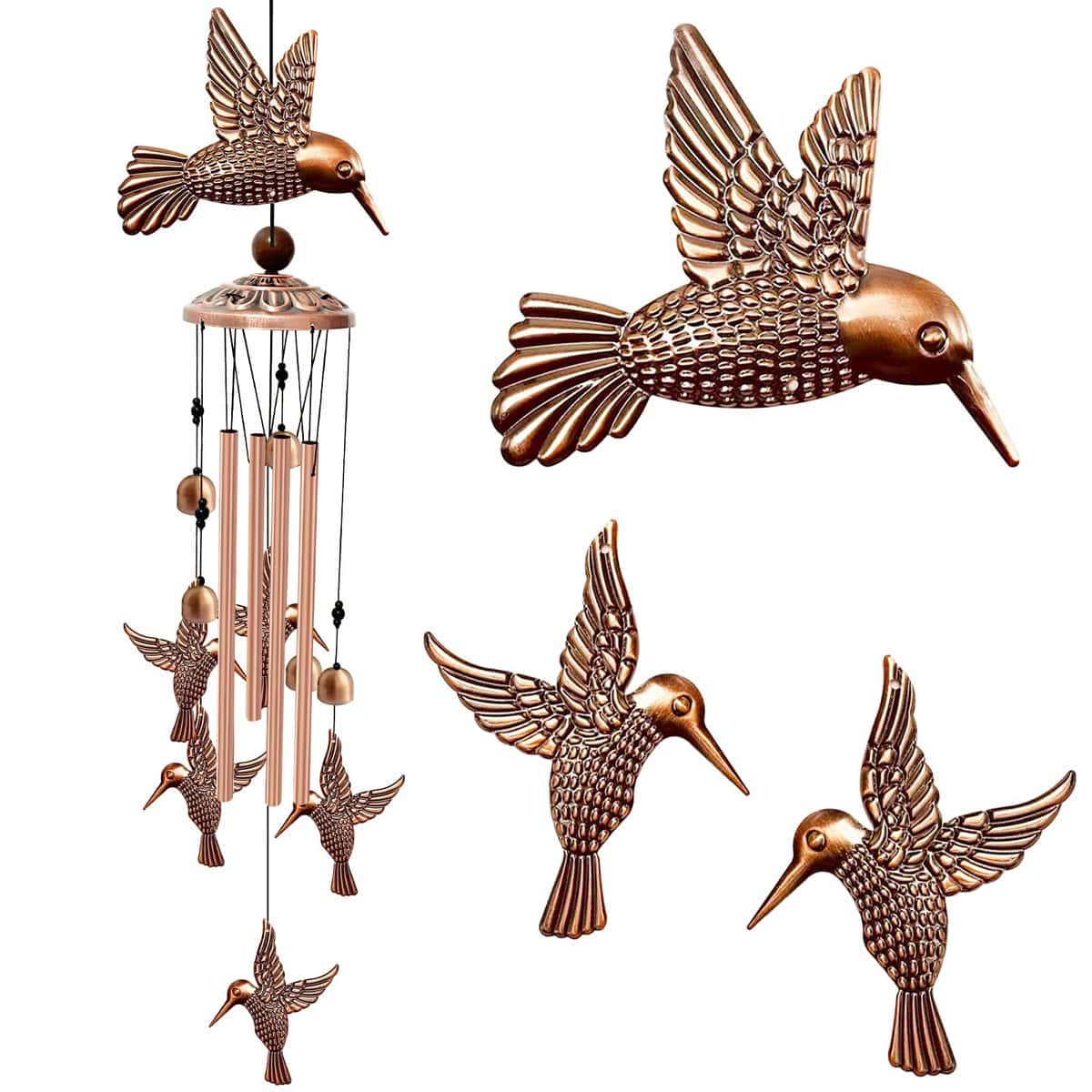 Kaemi Hummingbird Wind Chimes for Outside Indoor with S Hook, Unique Hummingbird Windchimes Outdoors Clearance, Wind Chime Gifts for Mum Grandma, Hummingbird Windchime for Patio Porch Garden