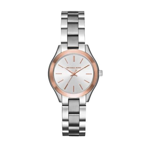 Michael Kors Mini Slim Runway Analog Silver Dial Women’s Watch – MK3514: Elegant silver dial mini watch for Indian women by Michael Kors.