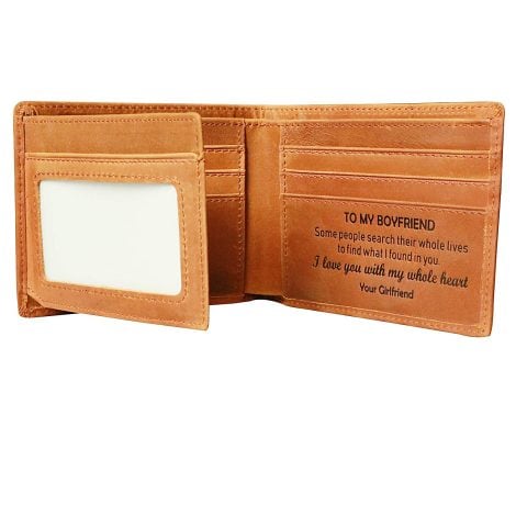 Engraved Trifold Wallet for Men, a special gift for your partner, perfect for Valentine’s Day!