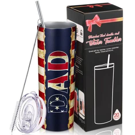 Celebrate Father’s Day and 4th of July with this American-themed stainless steel water tumbler for dad!