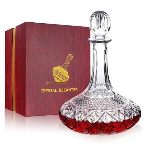 Elegant, luxury wine decanter with stopper. Perfect gift for Indian wine enthusiasts. Get the Paysky 50oz bottle now.