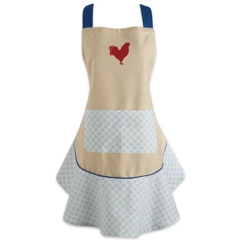 Red Rooster DII CAMZ35784 Cotton Apron with Pocket and Long Ties, for Cooking and Baking. Perfect gift for Mother’s Day, Hostee, and Housewarming.