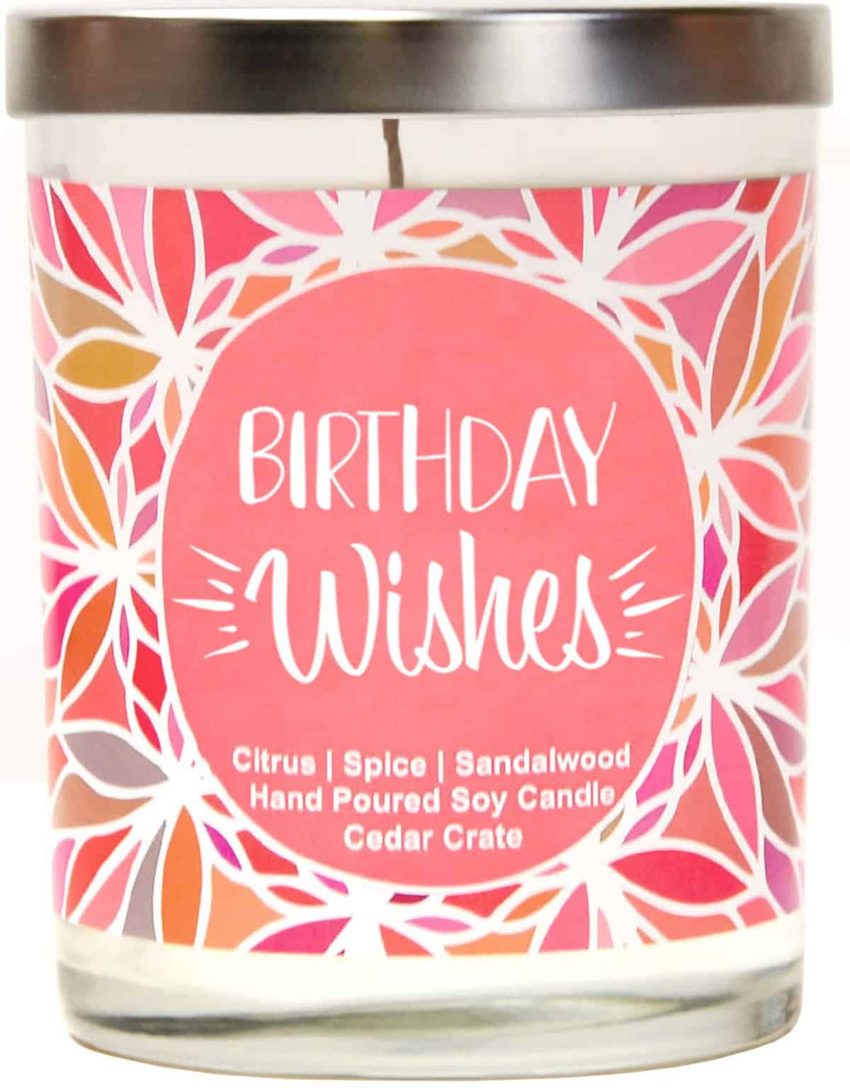 Birthday Wishes | Citrus, Spice, Sandalwood | Luxury Scented Soy Candles | 10 Oz. Jar Candle Decorative Aromatherapy | 60th Birthday Gifts for Women | 60th Birthday Candles