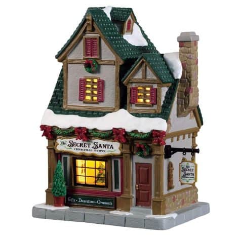 Lemax 95512 The Secret Santa Christmas Shop, Caddington Village Collection, Colorful Miniature Lighted Building, Gift/Collectible, 7.28″x5.91″x4.13″ with Switch.