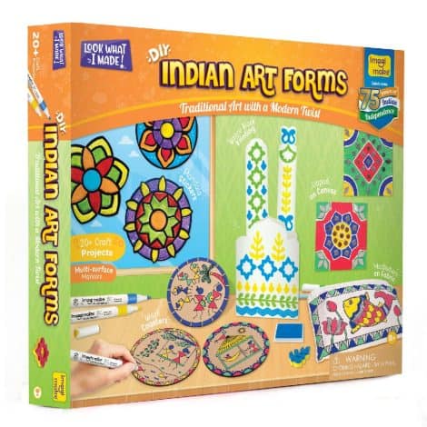 Imagimake Indian Art Kit: Discover 5 Indian art forms – Madhubani, Warli, Lippan, Mandala, and Block Printing. Ideal for kids 8-12, girls and boys.