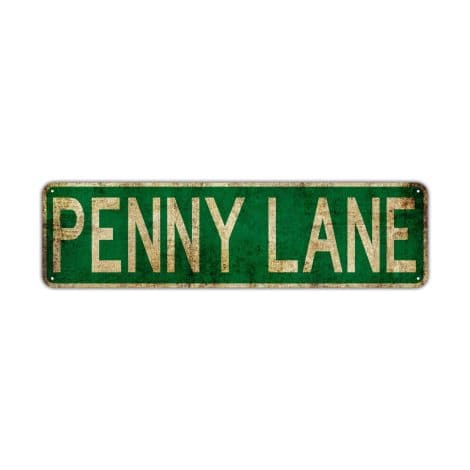 Vintage Rustic Metal Street Sign Penny Lane Decor for Man Caves or Bars, Handcrafted Metal Tin Plaque. Great Gift!