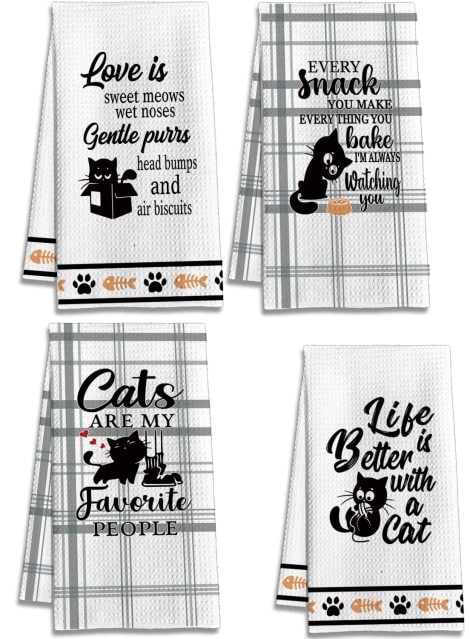 Get ready to smile with the Henghere Funny Cat Kitchen Towels Set, perfect for cat lovers and housewarmings!