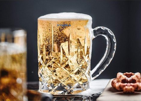 SYANKA Italian Premium Crystal Beer Mugs, Set of 6, 400ml, Transparent, Ideal for gifting, Imported beer glass.