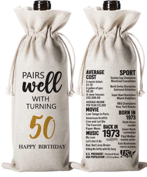 Henghere 50th Birthday Wine Bag Gift, perfect for celebrating 50 years of joyous occasions in style.