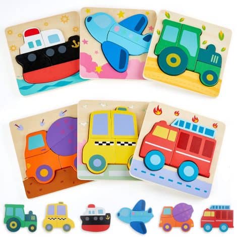 LOL-FUN Wooden Puzzles for Toddlers 1-3 Ys Old, Vehicle Jigsaw Puzzle for 1 Y Old Girl and Boy Gifts, Montessori Toys for One Y Old – 6 Pack
Entertain your toddler with LOL-FUN Wooden Puzzles, perfect for 1-3 year old kids. Includes 6 vehicle puzzles, ideal for boys and girls. Great Montessori toy!