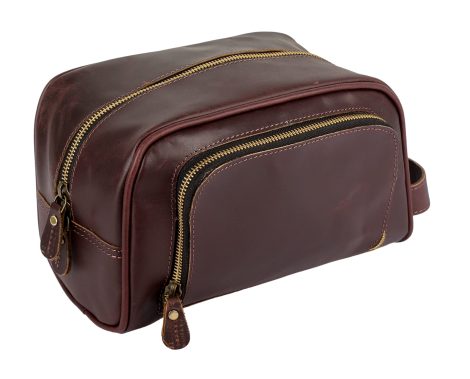 Handcrafted Indian Toiletry Bag made of real buffalo leather, ideal for travel and gifting.